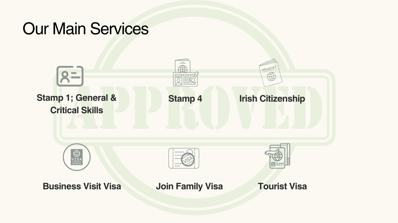 Diverse immigration services at [Your Immigration Practice Name]: Visa consultations, document preparation, stamp 4 applications, citizenship assistance, and personalized immigration solutions tailored to your needs.