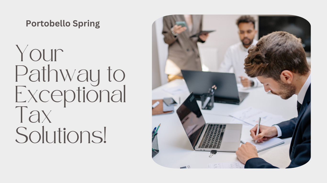 Navigating Tax Excellence: Portobello Spring ensures seamless compliance, strategic tax planning, and expert advisory services for businesses and individuals seeking financial precision.